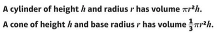 Volumes of cylinders and cones