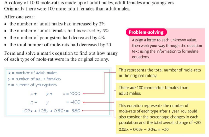 Systems of equations using matrices
