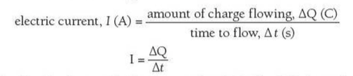 Formula for electric current