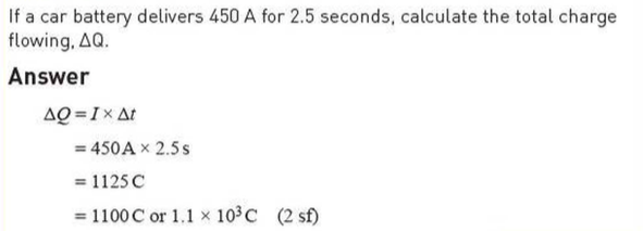 Formula for electric current