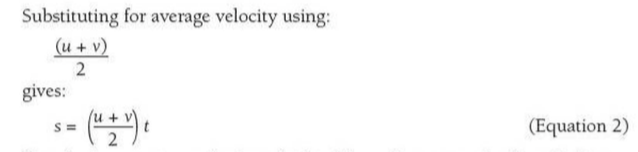 Equations for uniform acceleration